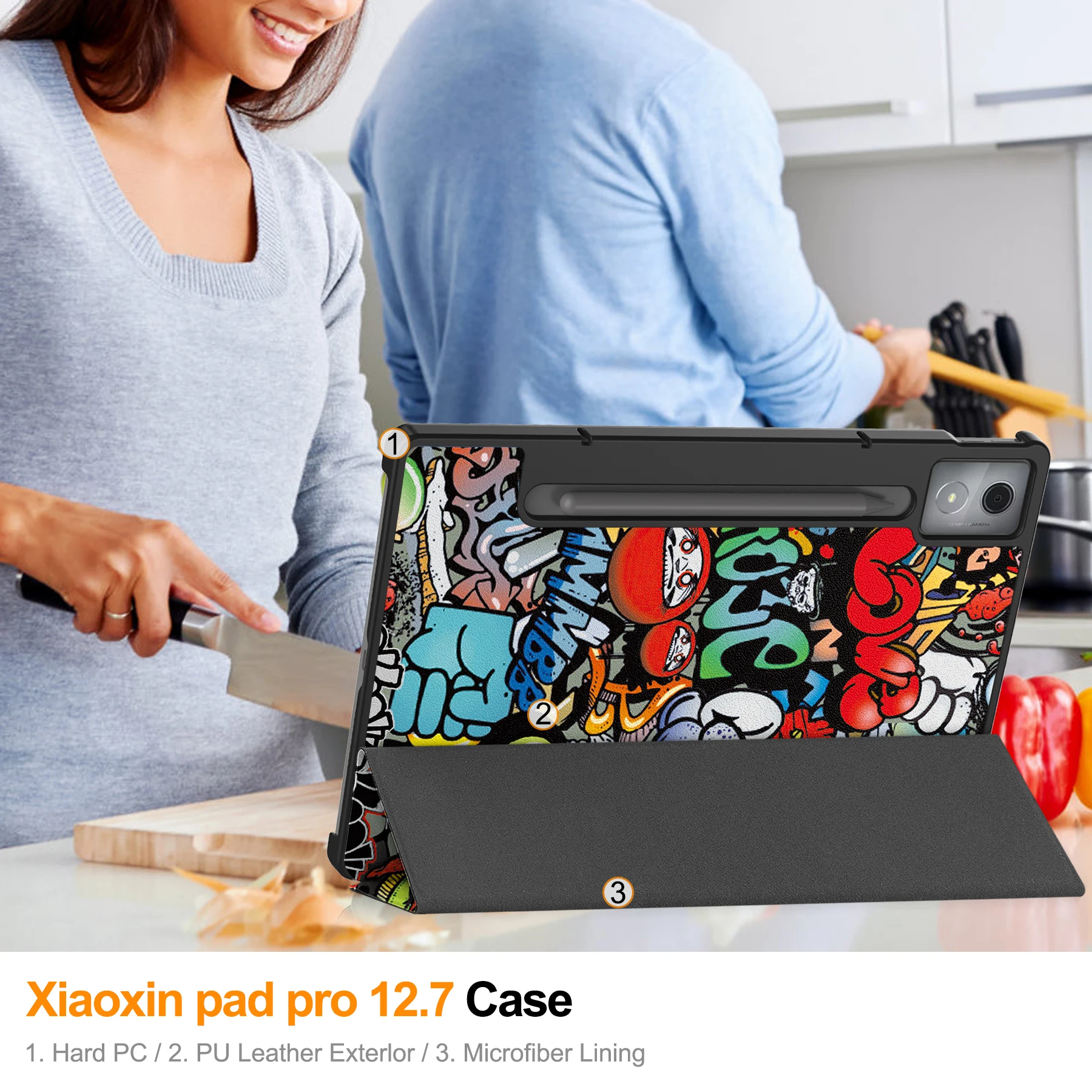 Case for Lenovo Xiaoxin Pad Pro 12.7 inch 2025 PU Leather Tri-fold Tablet Cover for Pad Pro 12.7\