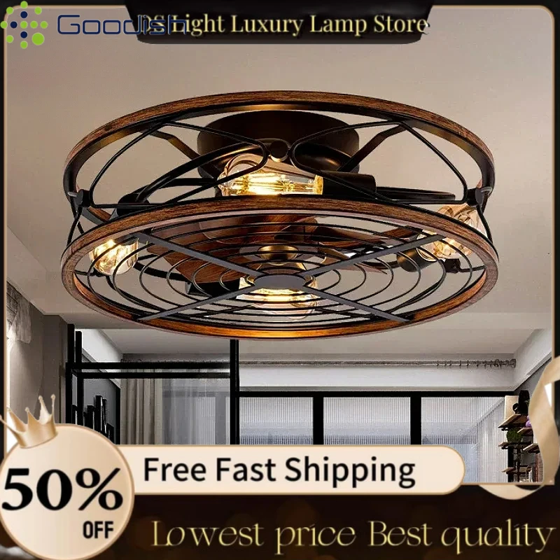 Modern Minimalist Nordic Variable Frequency iron LED Ceiling Fans Art Creative Lamps for Restaurant Home Decoration Chandeliers