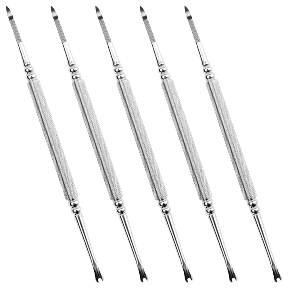 5 قطعة مجموعة أدوات مانيكير عالية اللمعان مزدوجة نهاية الفولاذ المقاوم للصدأ مزيل الجلد الميت أدوات العناية بالفن للأظافر