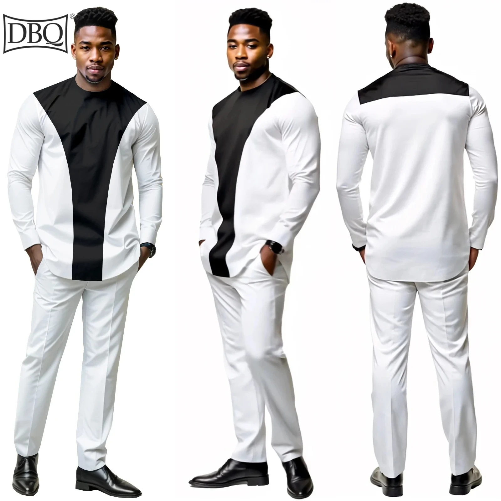 

DBQ African Clothes for Men Patchwork Shirts and Slim Pants 2 Piece Casual Set Dashiki Clothes 41052