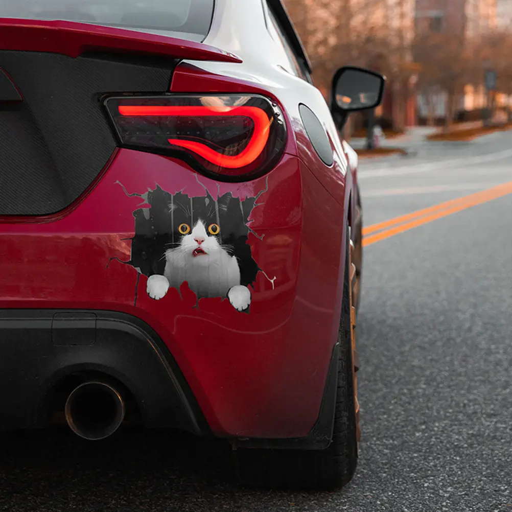 

Cat Car Decal 40CM Lovely Window Sticker Small Cracking Decals Adorable Bumper Cars Versatile Surface Easy Installation