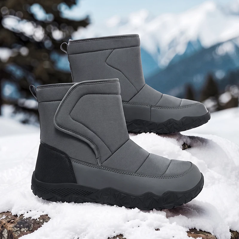 Extra Large Size Winter Snow Boots Wide Toe Box Insulated Mid Calf Boot Fleece Lined Anti Slip Rubber Sole Outdoor Winter Boots