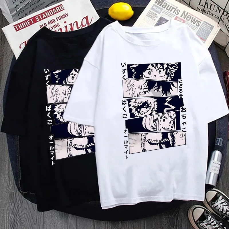 New Anime Deku Bakugou Katsuki Todoroki Shoto Printed T-shirts Men Women Fashion Y2k Summer Casual Short Sleeved T-shirts