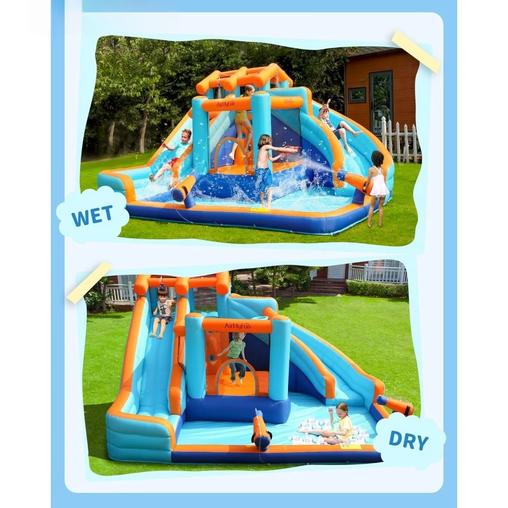 Large Water Slide Bounce House with Splash Pool and Basketball Hoop Inflatable Bouncy Castle for Kid Adult Outdoor Play - view 5