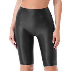 Sexy Women's Yoga Pant Oil Glossy High Waist Stretchy Slim Short Leggings Swimwear Casual Sports Fitness Workout Bottoms Shorts