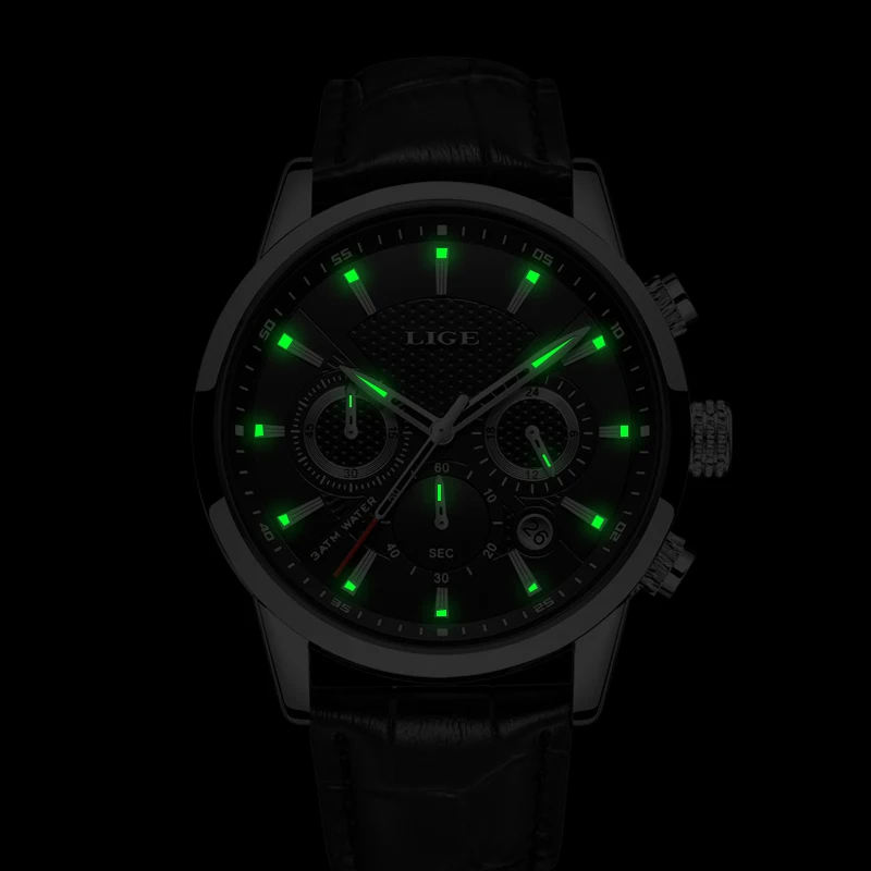 LIGE Fashion Watch for Men Top Brand Luxury Business Men Watches Sport Quartz Chronograph Waterproof Wristwatch Man Reloj Hombre