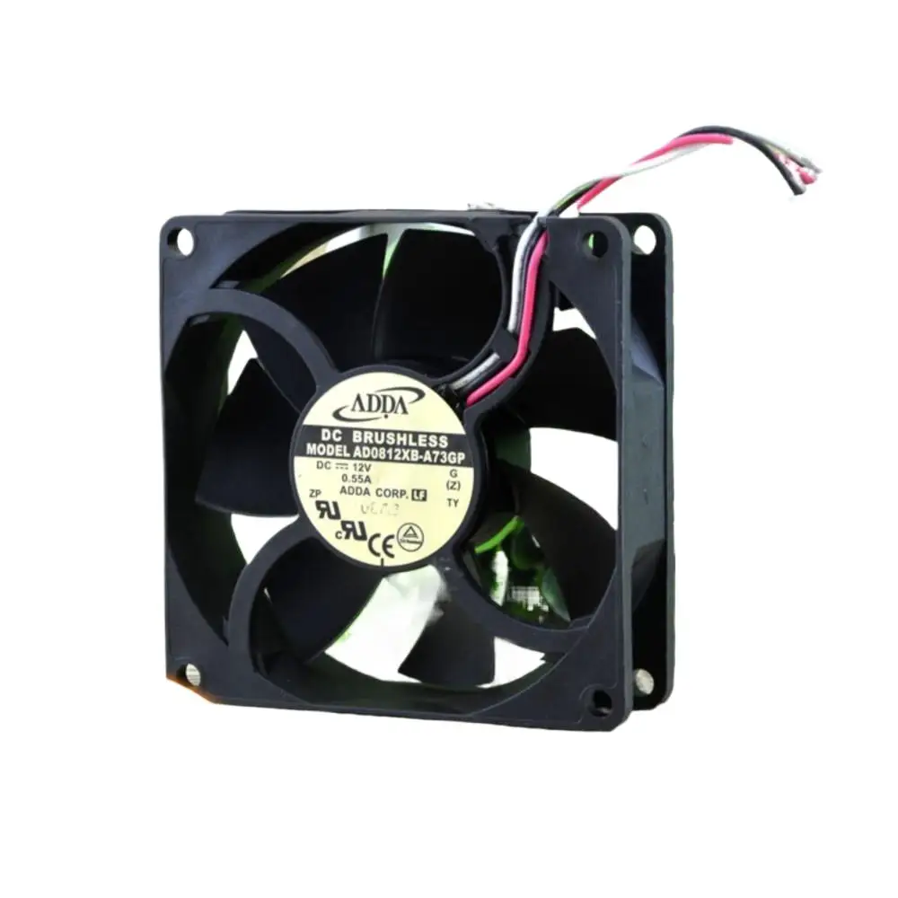 

AD0812XB-A73GP for ADDA 80X80X25mm DC 12V 0.55A 8CM Dual Ball Bearing Fan Long Lifespan Axial Cooling