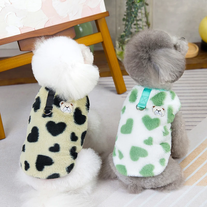 Winter Warm Dog Sweater Soft Plush Dog Clothes for Small Dogs Cats Fashion Heart Puppy Vest Chihuahua Yorkie Poodle Teddy Coat