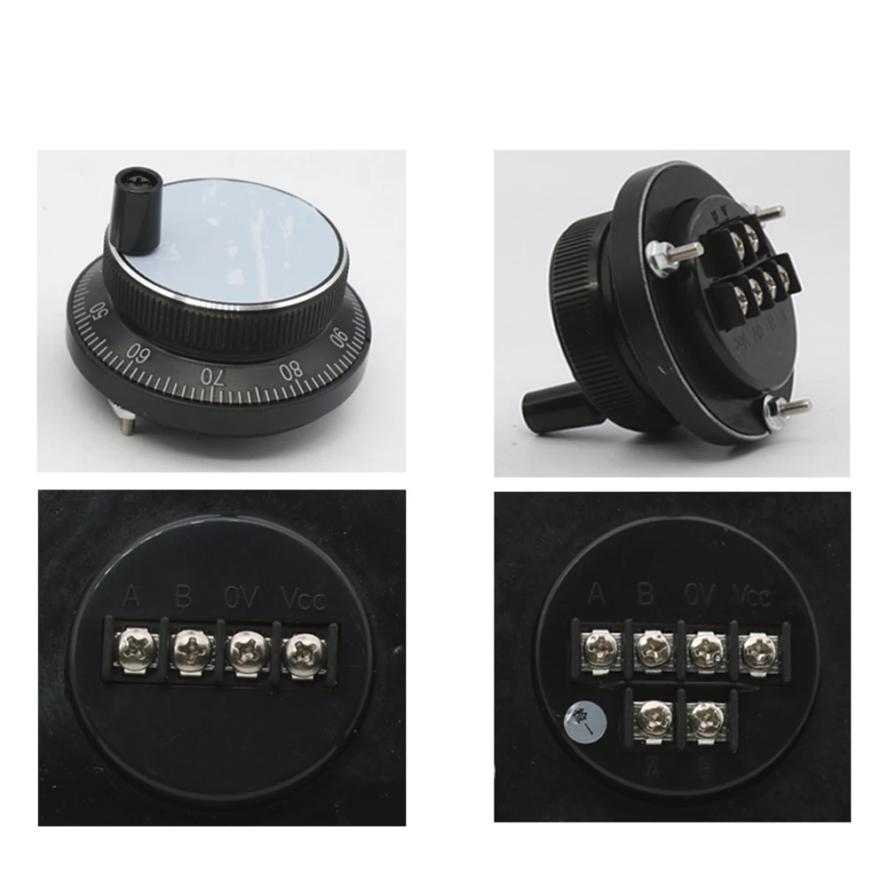 QDLASER Black CNC Pulser Handwheel 60mm 5V 12V 24V 4Pin 6Pin 100 Pulse Manual Pulse Generator MPG Rotary Encoder Parts