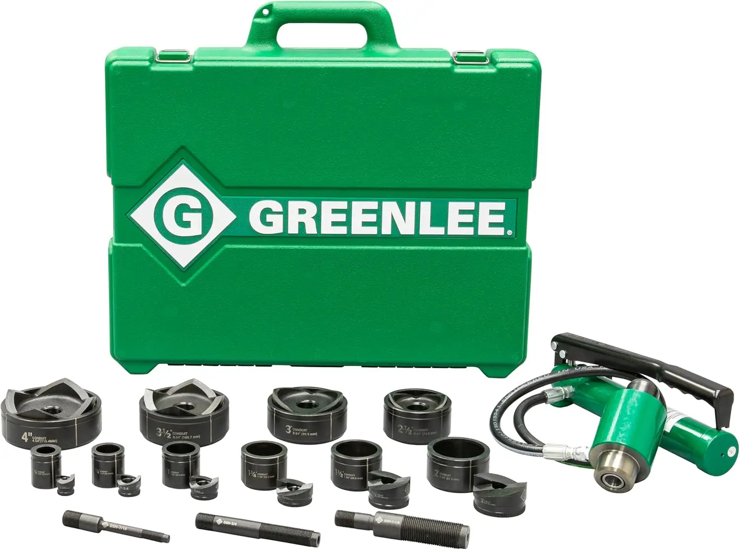 Greenlee 7310SB 11-Ton Hydraulic Knockout Punch Kit with Hand Pump, Ram, 1/2