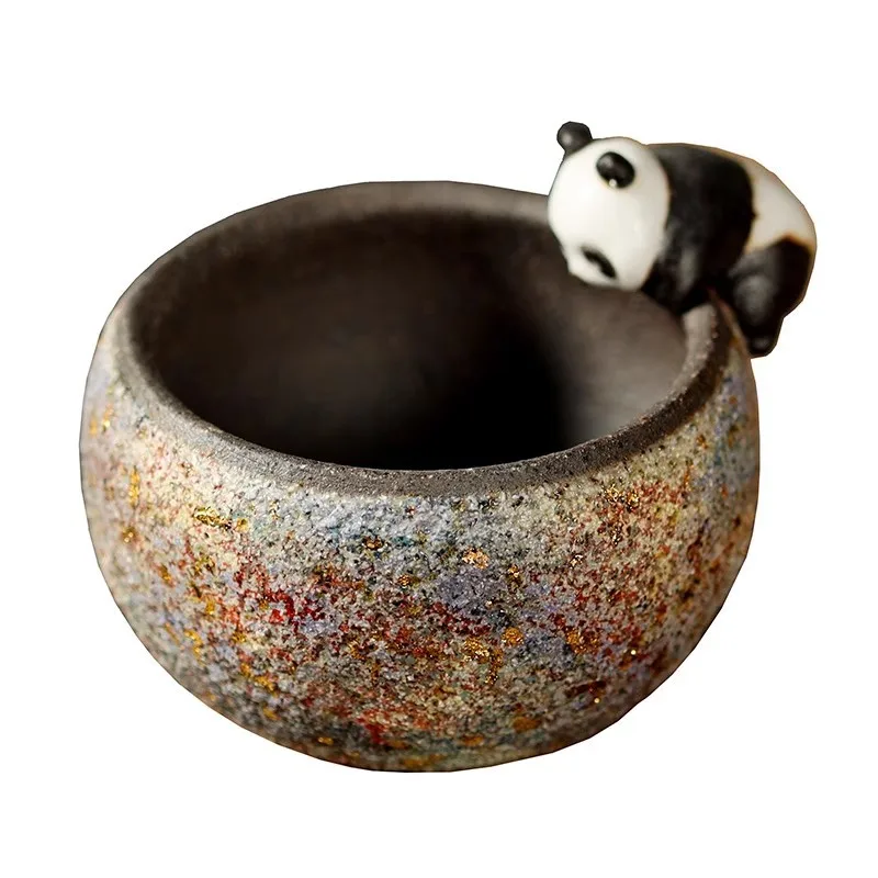 Muyan Mine Panda Gaoyue Firewood Burning Handmade Bowl Creative Old Rock Clay Tea Set Master Tasting Cup