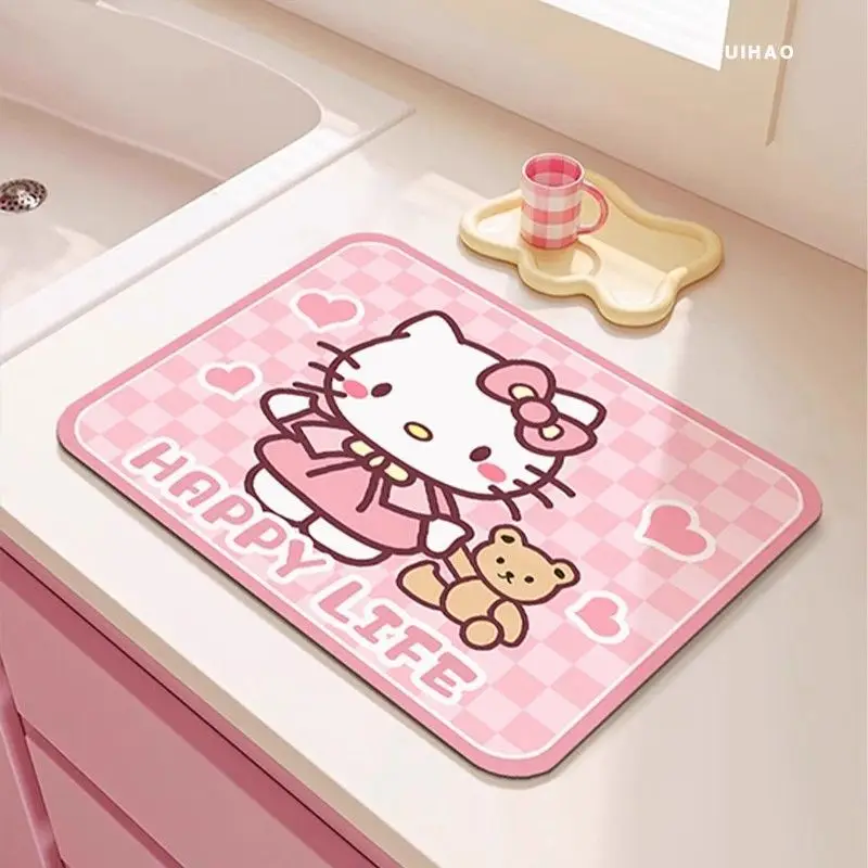 New Hello Kitty Sanrio Cartoon Heat Insulation Waterproof Fashion Kitchen Kawaii Coffee Coasters Cute Creative Meal Tray Pads