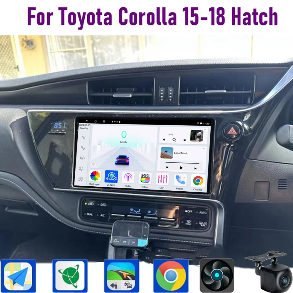 

GPS 9" For Toyota Corolla 2015-2018 Hatch Wireless CarPlay Android 15 Car Radio WIFI Intelligent System Multimedia Player 64GB