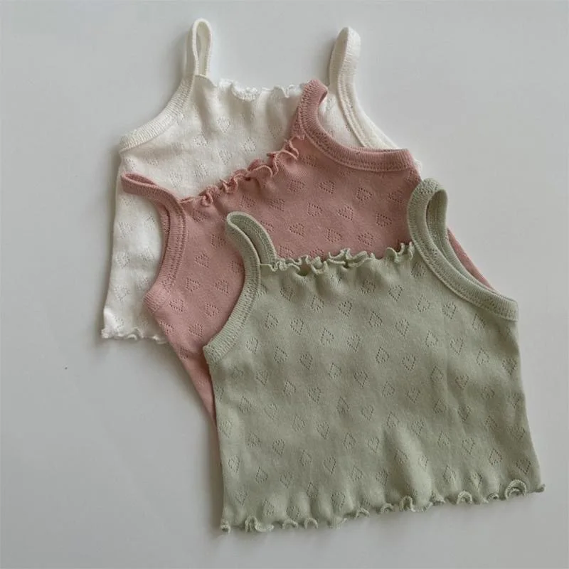

1pcs summer Korean hollowed-out halter top for infants baby cotton vest summer girls thin knitted vest versatile comfortable
