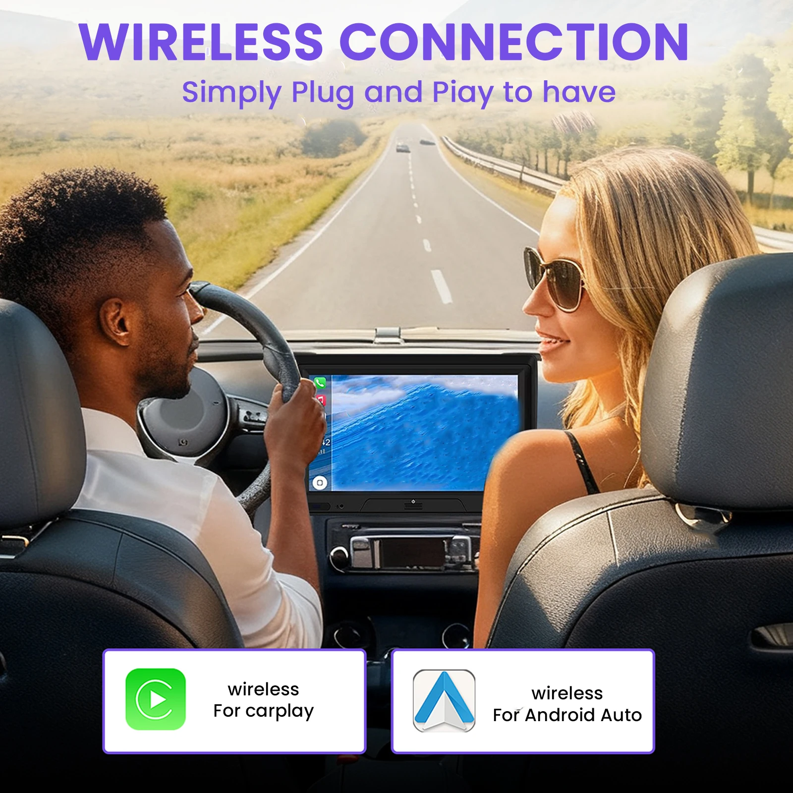 BT 5.3 2-in-1 Wireless CarPlay Android Auto Adapter Wireless Android Auto Car Adapter & CarPlay for iPhone 8+ & Android