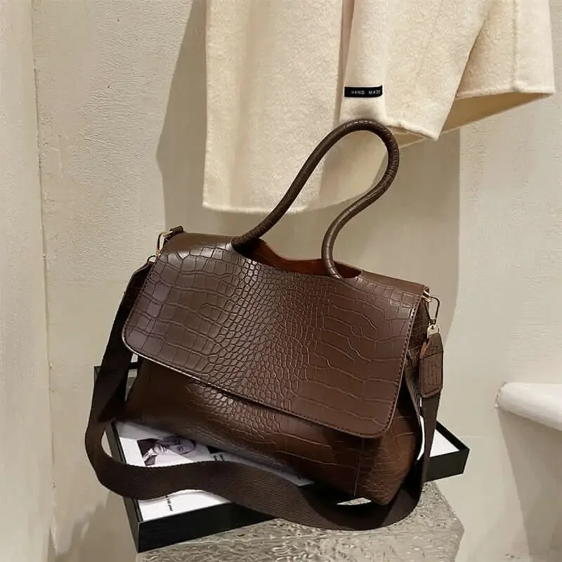 Torba o dużej pojemności dla kobiet 2023 nowy wzór krokodyla ramię pod pachą torba retro typu crossbody torba podmiejska