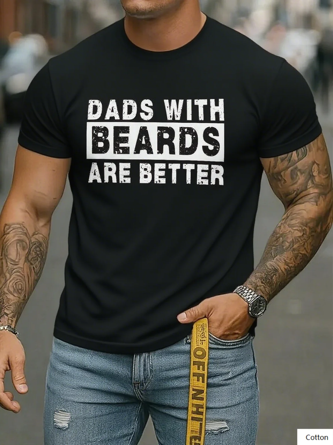 

Pure Cotton Tee Featuring Dad Beard Humor Text Great for Expressing Your Passion for Fun Dad Culture Perfect for Casual Outings