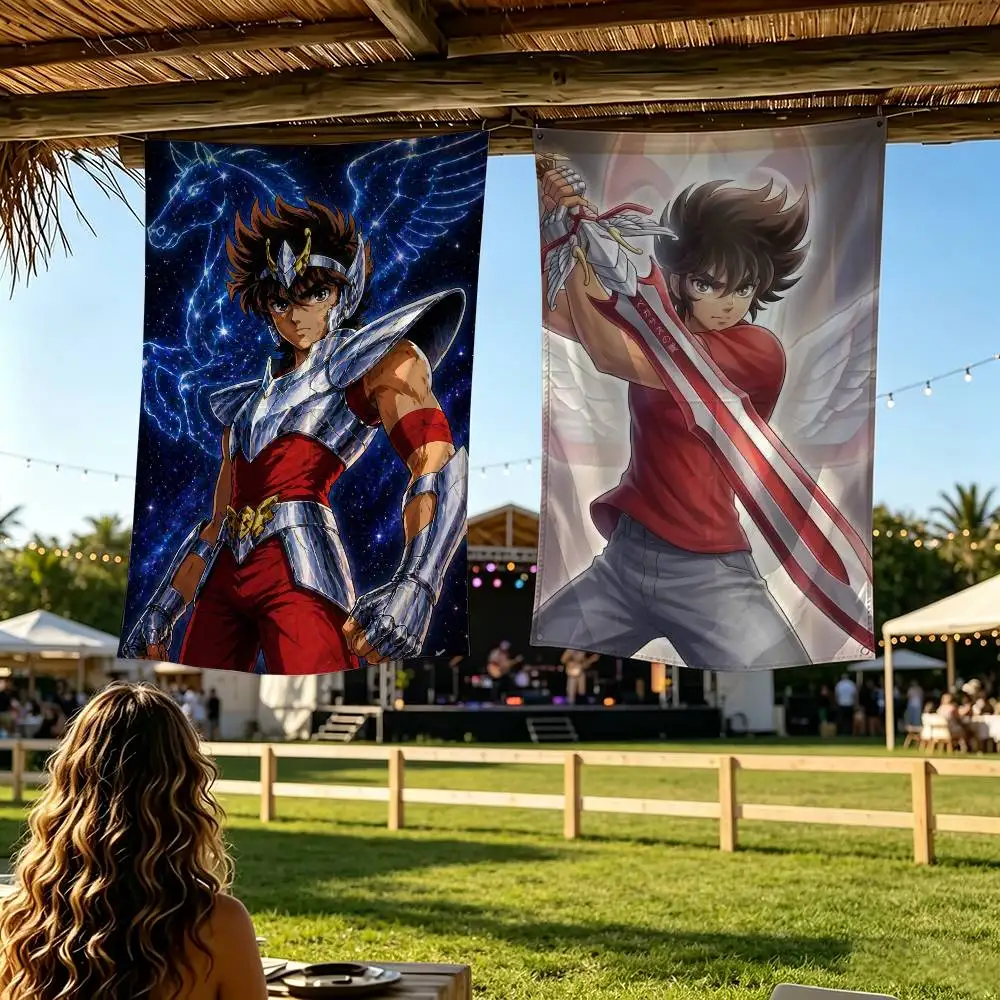 Saint Seiya Seiya Flag Digital Printing Banner for Garage Wall Out Door Decoration