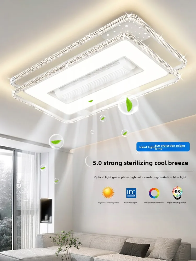 Bladeless Integrated Fan Ceiling Light Silent Lighting Fixture for Living Room Dining Room Whole House
