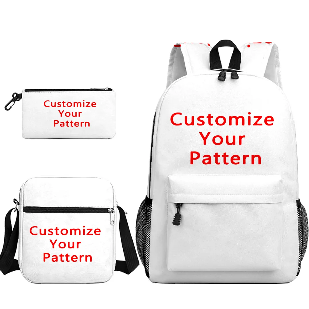 3D Custom Backpack School Child Backpacks Adult Rucksack Personalized Backpack Cosplay Zip Pack Three Piece Set Travel Backpack