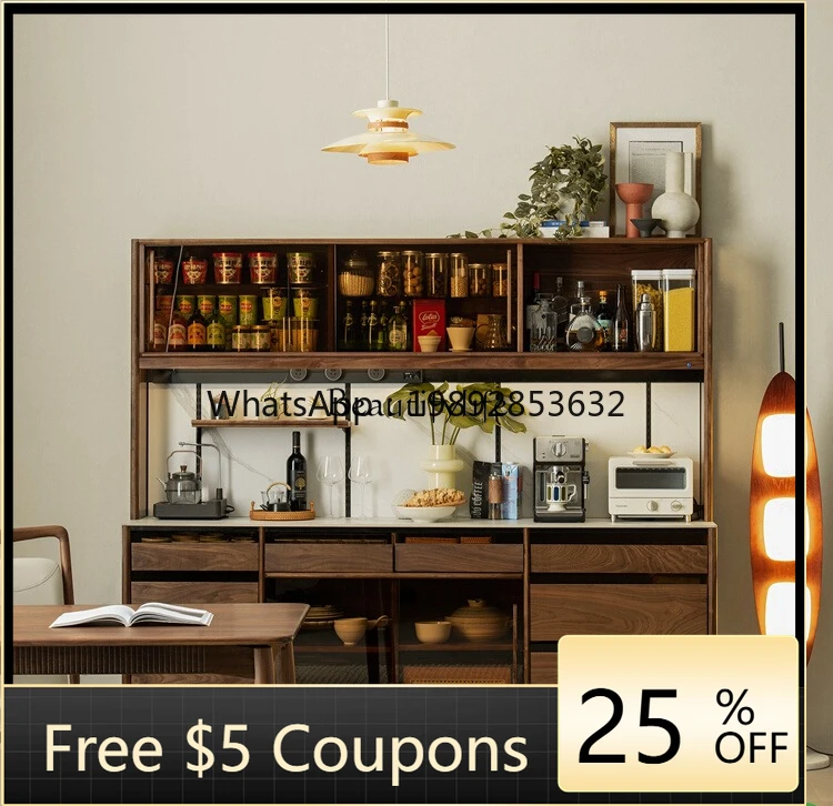 FF North American black walnut against the wall Solid wood Storage wine cabinet Storage wall side cabinet