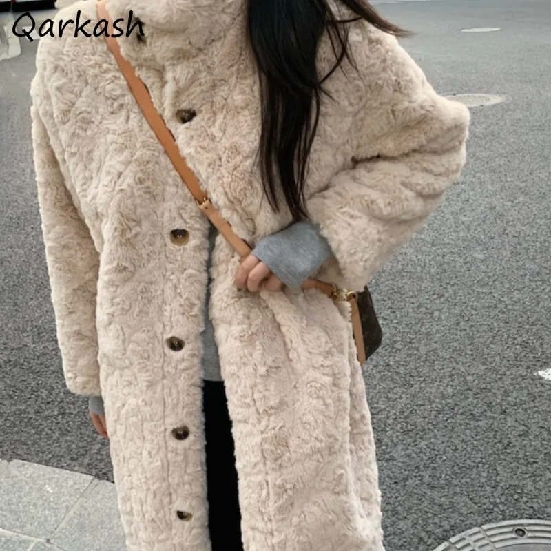 

Thicker Loose Lambswool Fashionable Youthful Soft Comfortable Lazy Wool Coats Straight Streetwear Blends for Women Clothing Chic