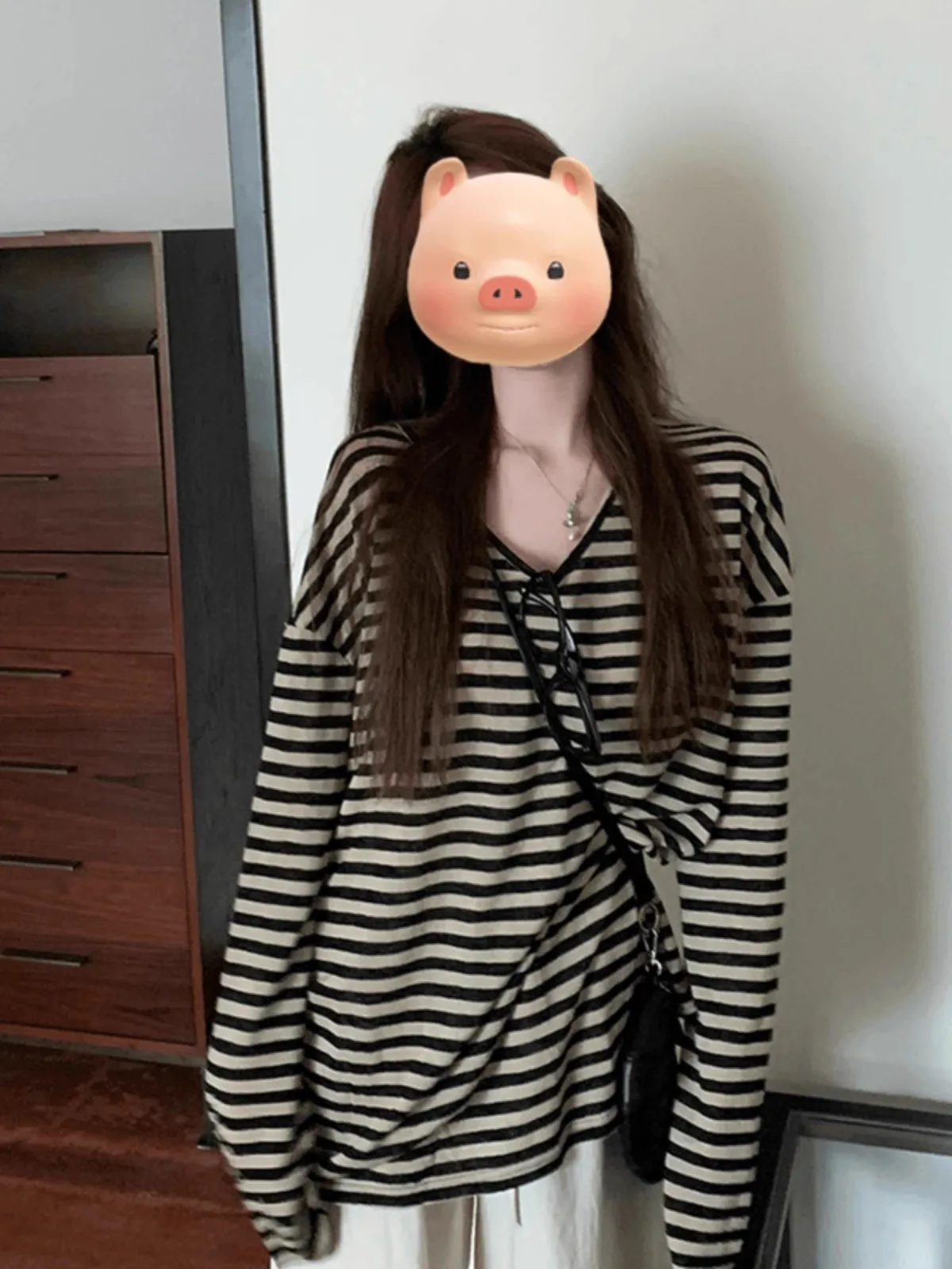 T shirt women 2025 woven stripe quality long-sleeved striped T-shirt summer thin flared sleeve top tshirt women's clothing