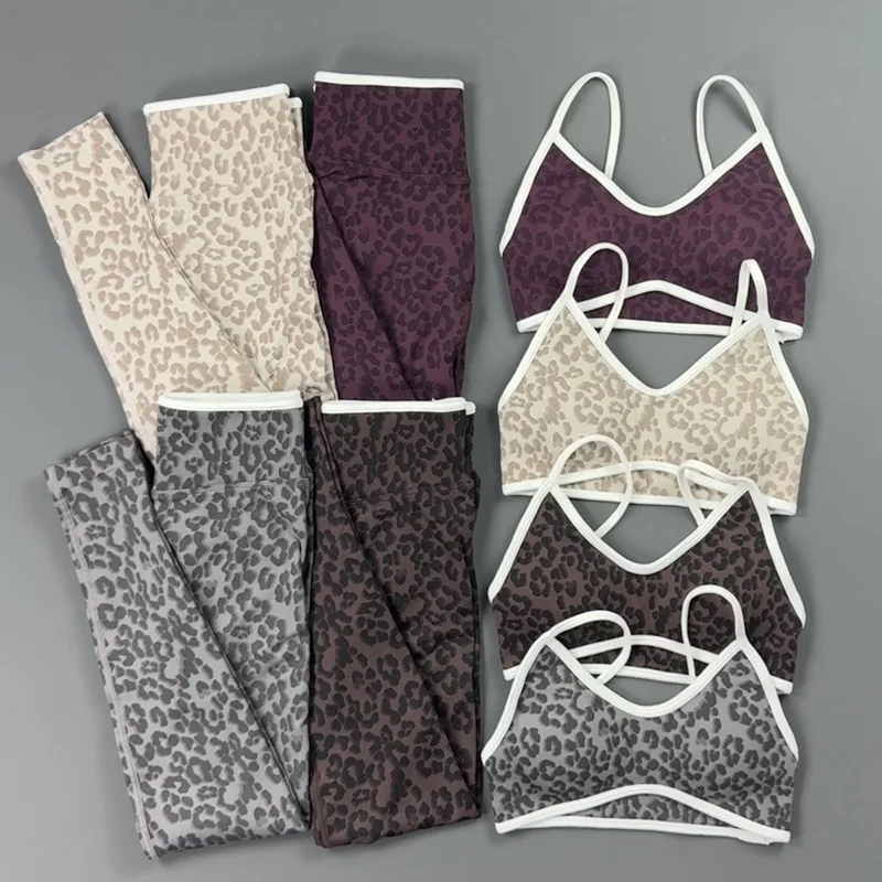 Aliexpress 2 Pieces Gym Set Women Leopard Thin Strap Bust Top Midriff Support High Rise Body Pants Weightlifting Jogging Casual Co-ord Set - Aliexpress Deal