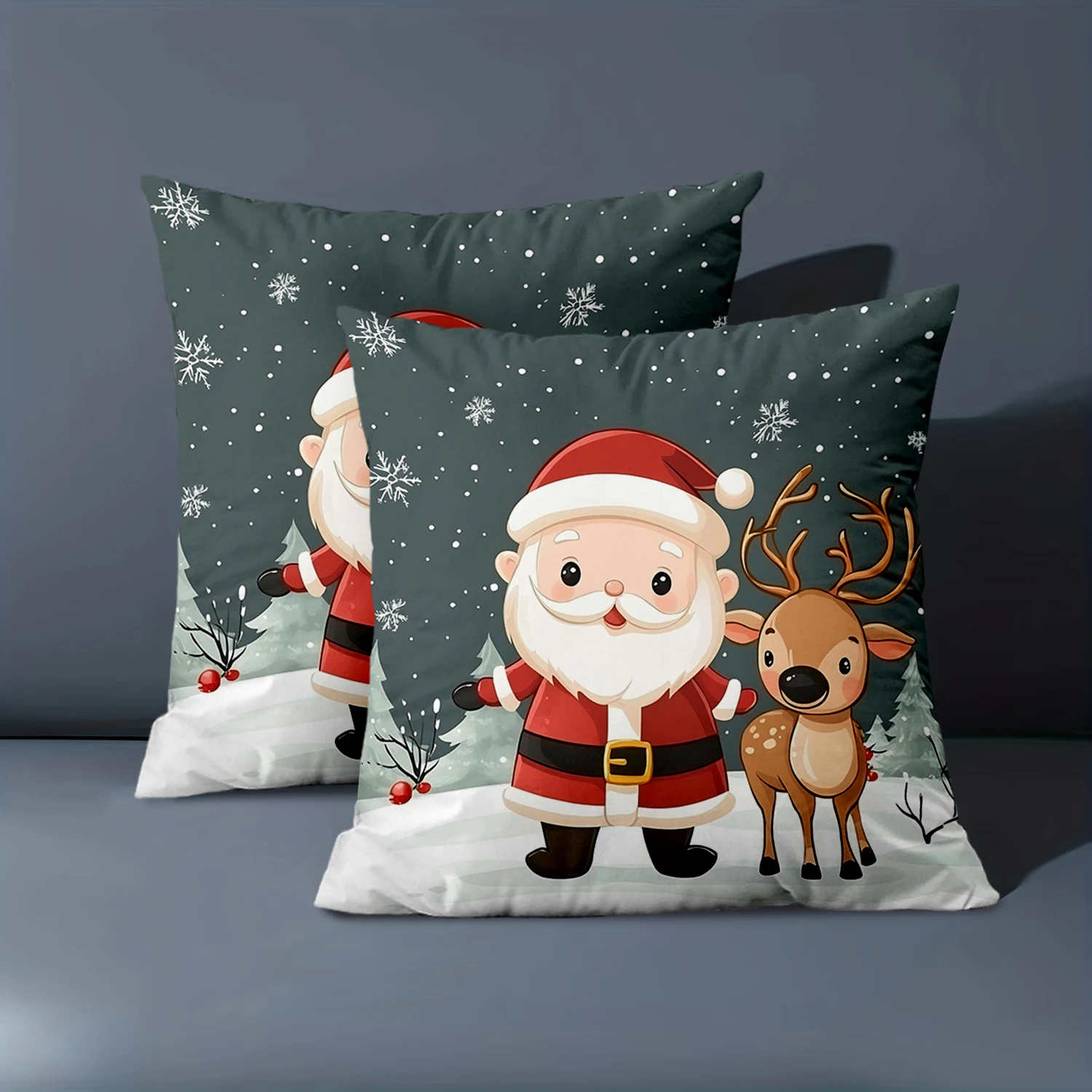 

1 шт., рождественские декоративные подушки Санта-Клауса и оленя, полиэстеровая наволочка, декоративная подушка для дивана, подушка для изголовья