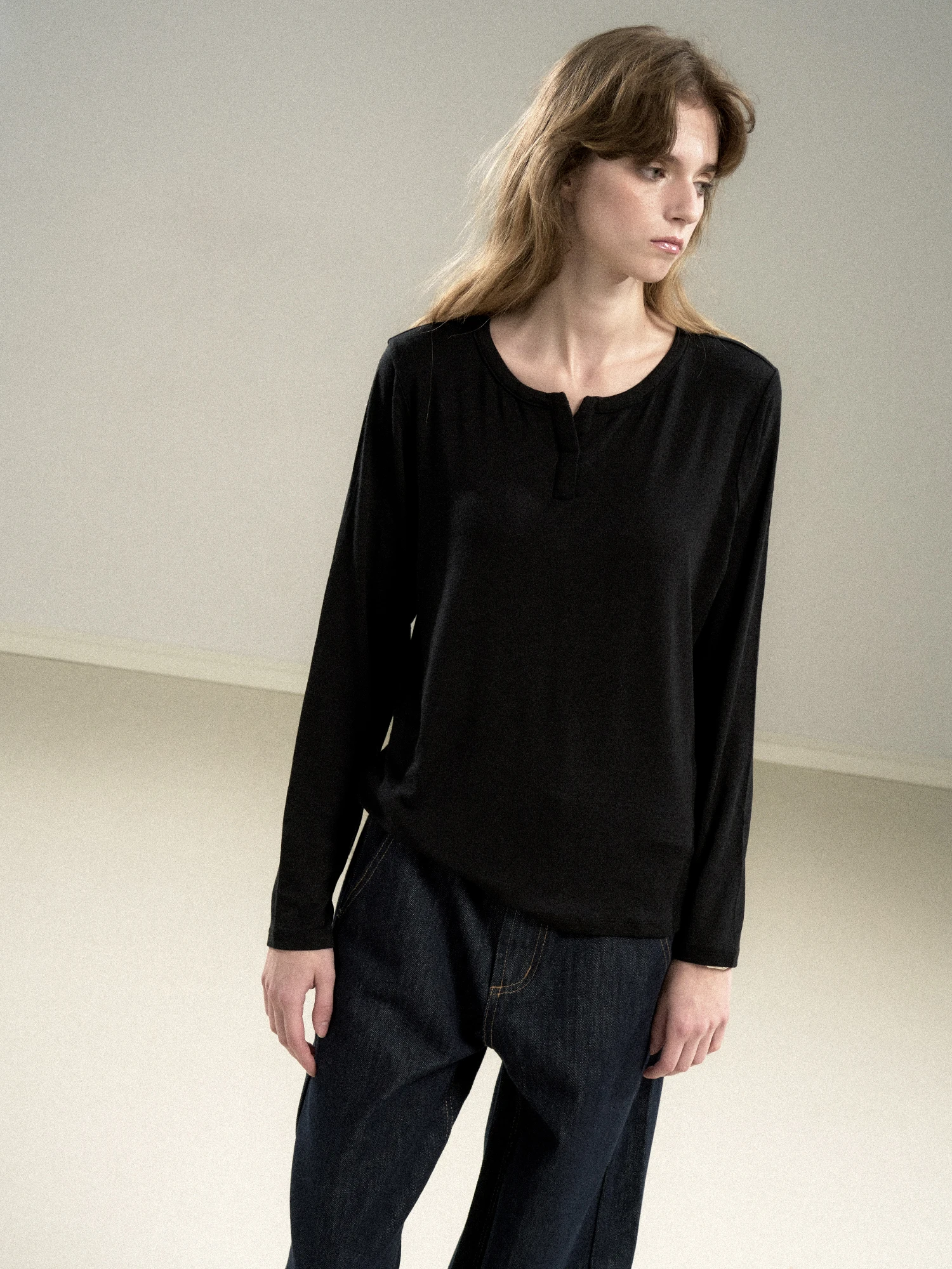 

Облегающий вязаный свитер с открытым воротником, женская футболка Base irt Merino Wool Lenzing Lyocell Fiber Blend Long Sve