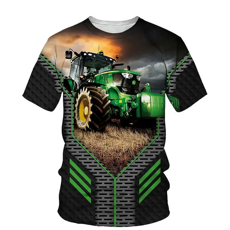 T-shirts 3D Print Truck tractors Summer Children\'s Round Neck TShirt Oversized Boys Girls Unisex Fashion Loose Kids  Clothing