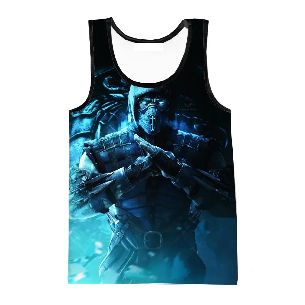 مورتال كومبات لعبة ثلاثية الأبعاد طباعة تانك القمم الرجال موضة عادية المتضخم اللياقة البدنية سترة رياضية الشارع الشهير بلا أكمام رجل الملابس #4