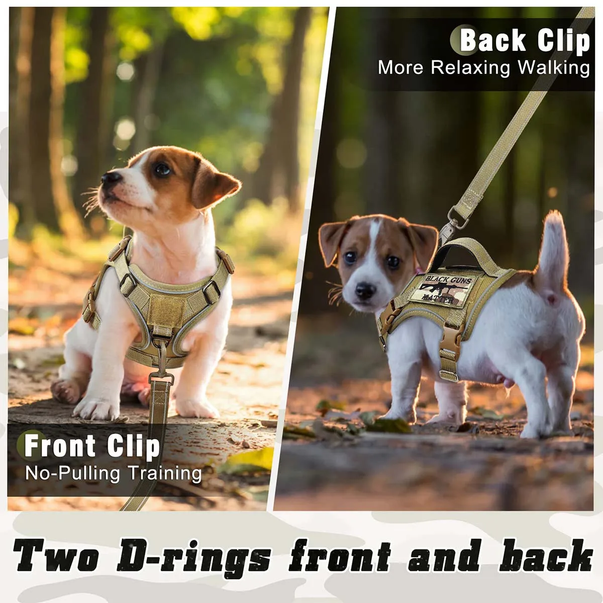 Small Tactical Dog Harness for No Pull Outdoor Training with Handle - Military K9 Puppy Vest Harness and Leash Set