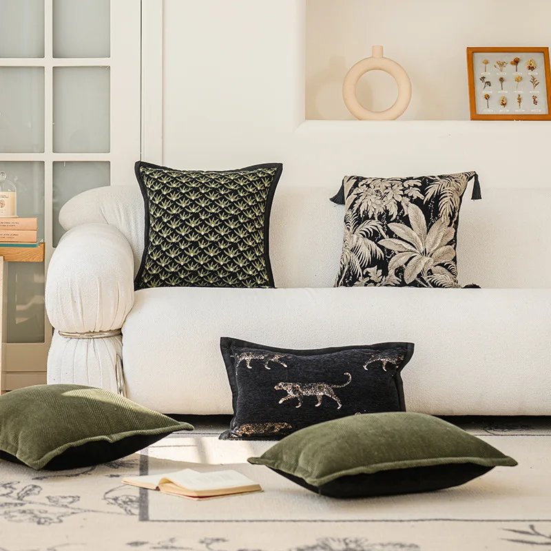 

30x50/45x45cm Ins Wind Classics Green Ye Throw Pillow Cover Living Room Sofa Cushion Cover Flower Tassel Decoration Pillow Case