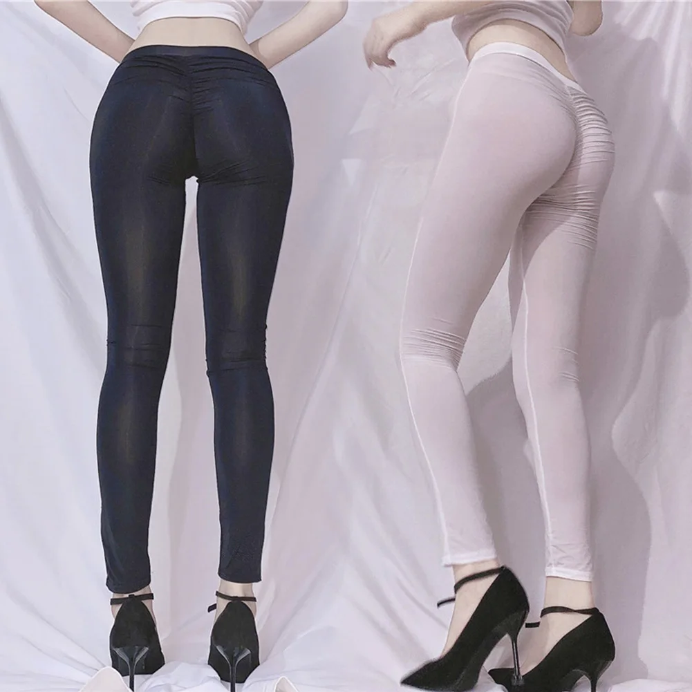 Frauen Sexy Transparente Leggings Strumpfhosen Hohe Elastische Sheer Ultra-dünne Dünne Yoga Hosen Hosen Strumpfhosen Tägliche Weibliche Kleidung