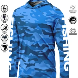 UPF 50+ Uv Protection Quick Dry Tops Outdoor Fashion Fishing Hoodie Printing Fishing Shirt Men's Long Sleeve Performance Shirt