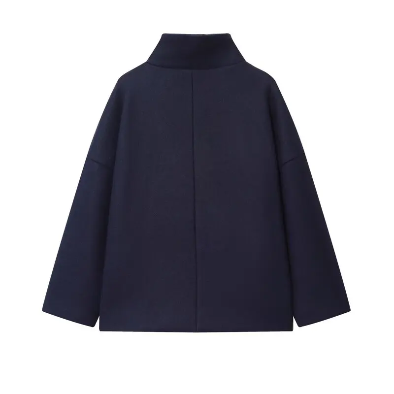 Otoño Invierno mujer suelta ajuste doble botonadura largo abrigo de lana Sve diseño versátil prendas de vestir exteriores