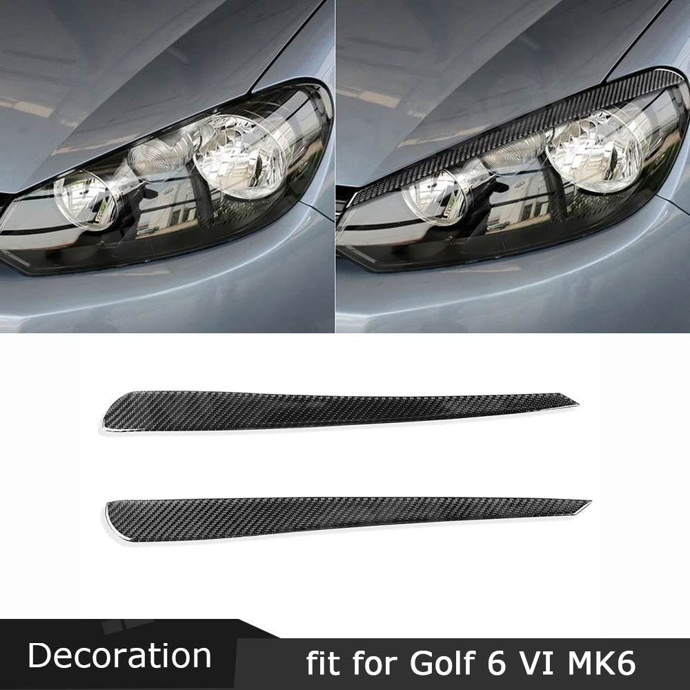 

JMCARCOOL Front Headlight Eyebrow Cover Stickers Head Lamp Eyelids Carbon Fiber for Volkswagen Golf 6 VI MK6 2009-2012