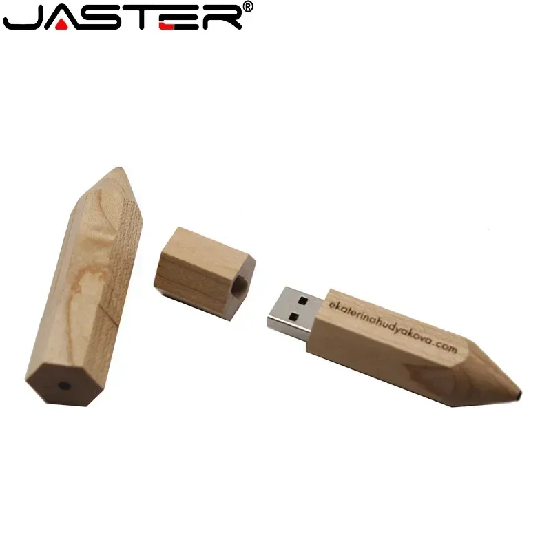 JASTER Wooden pencil USB flash drive 128 GB creative gifts Free custom LOGO Pen drive 32GB Pendrive  64GB memory stick U Disk