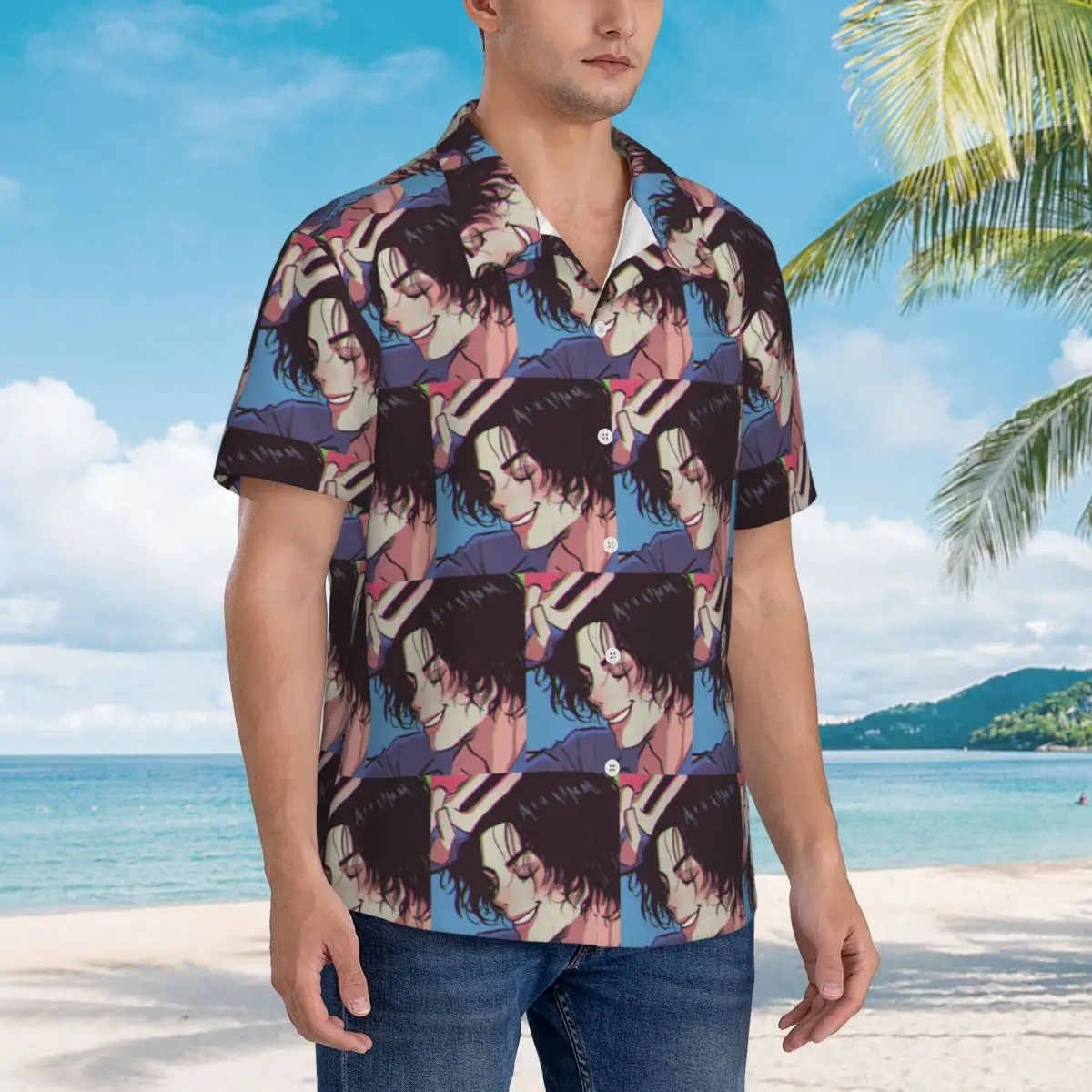 

The King Of Pop Michael Jackson Hawaiian Shirts Funny Men Short Sleeve Shirt for Summer Beach Men's Button Tops