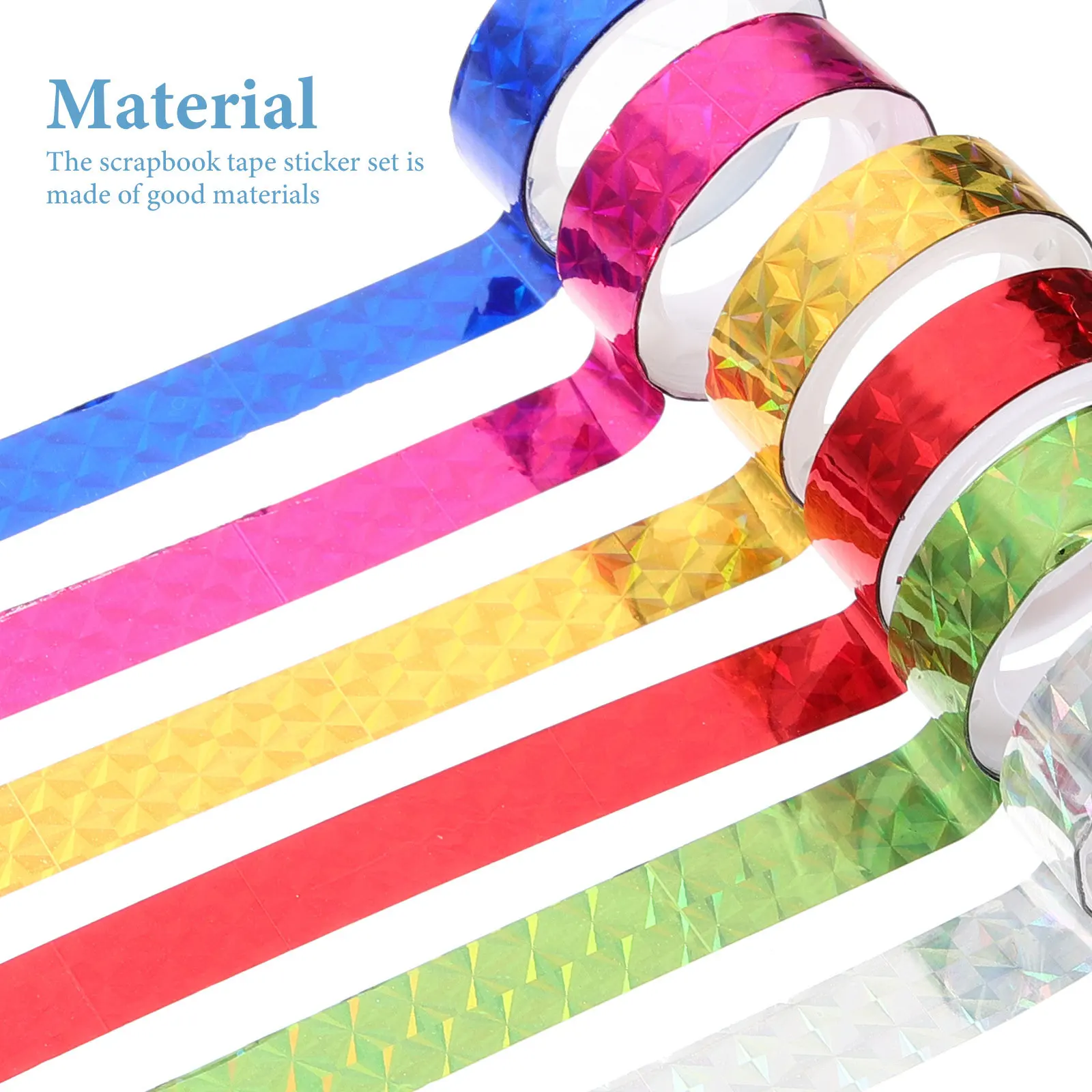 

12 Rolls Holographic Square Scrapbook Tape Colored Adhesive Tape for DIY Craft Journals Decorative Gift Box Tapes