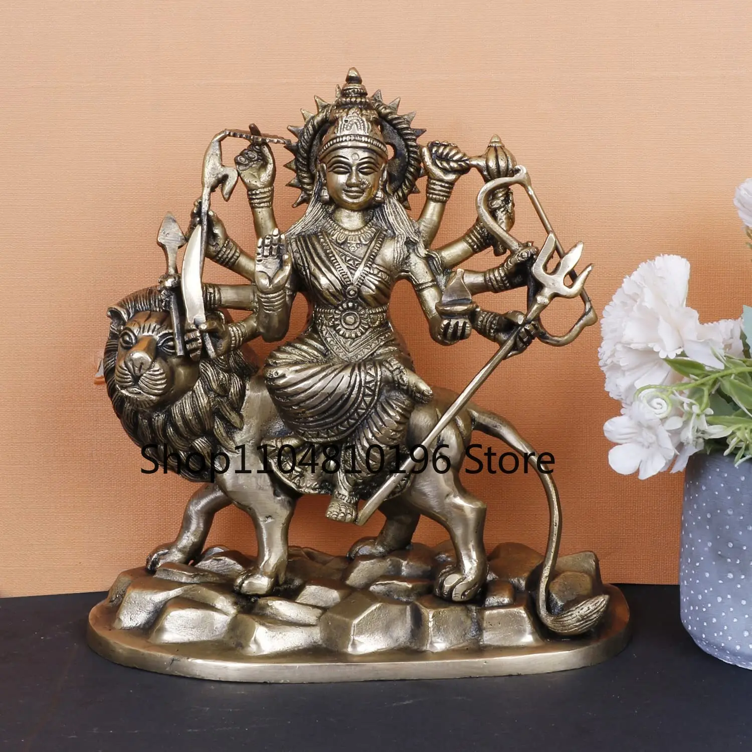 Maa Durga Statue Brass Mata Sherawali Hindu Deities Idol Navratri Puja 9 Inch