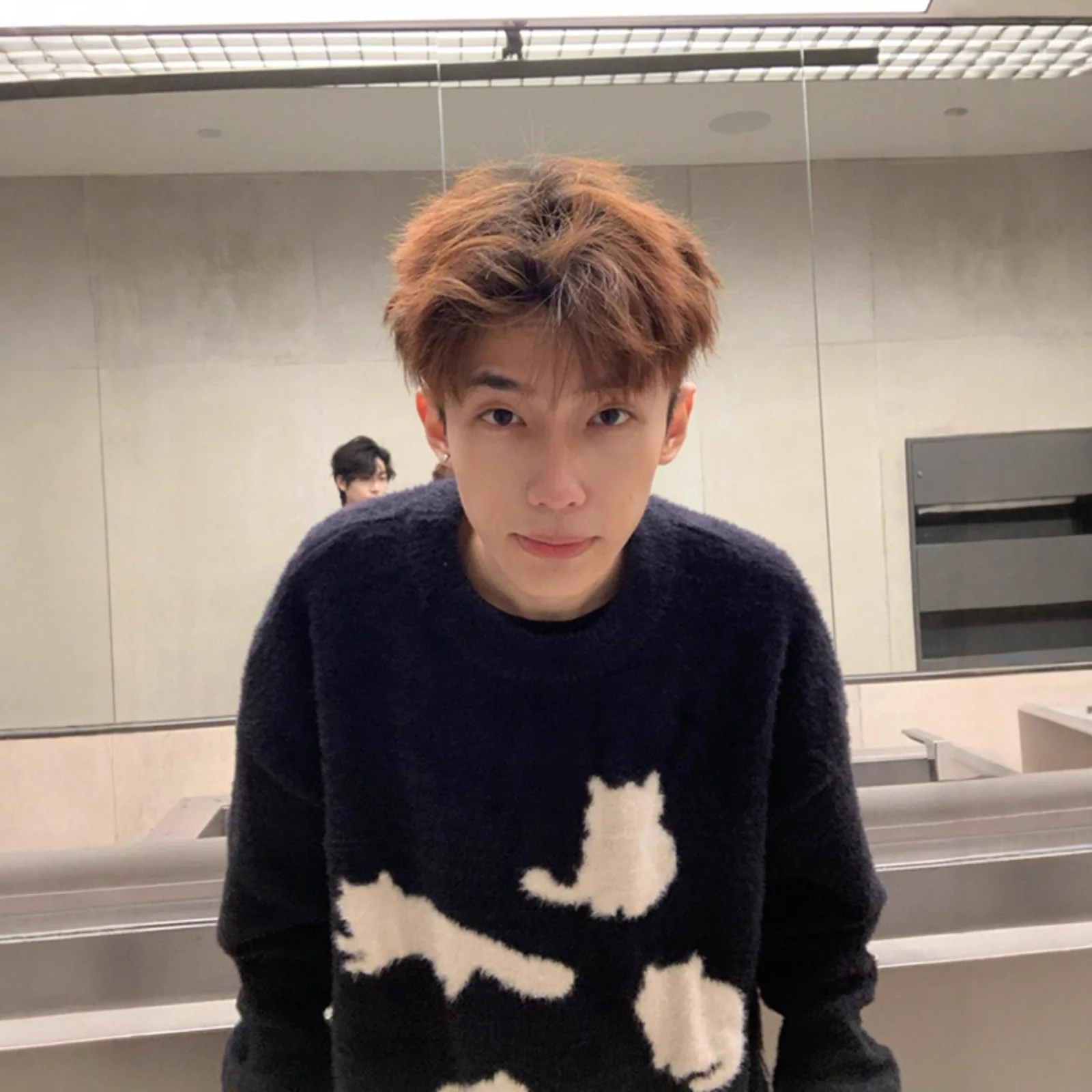 

2026 Spring New Fashion American Black Cat Sweater Men Sweater Comfortable Casual Jacket Boutique Clothing Simple Style