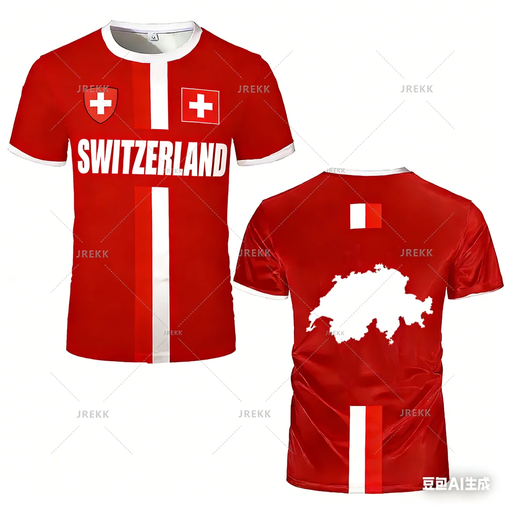 

Maillot Footbal Switzerland Flag Pattern Jersey Football Jerseys Men Women Casual Sports Quick Drying Team Uniform Man Clothes