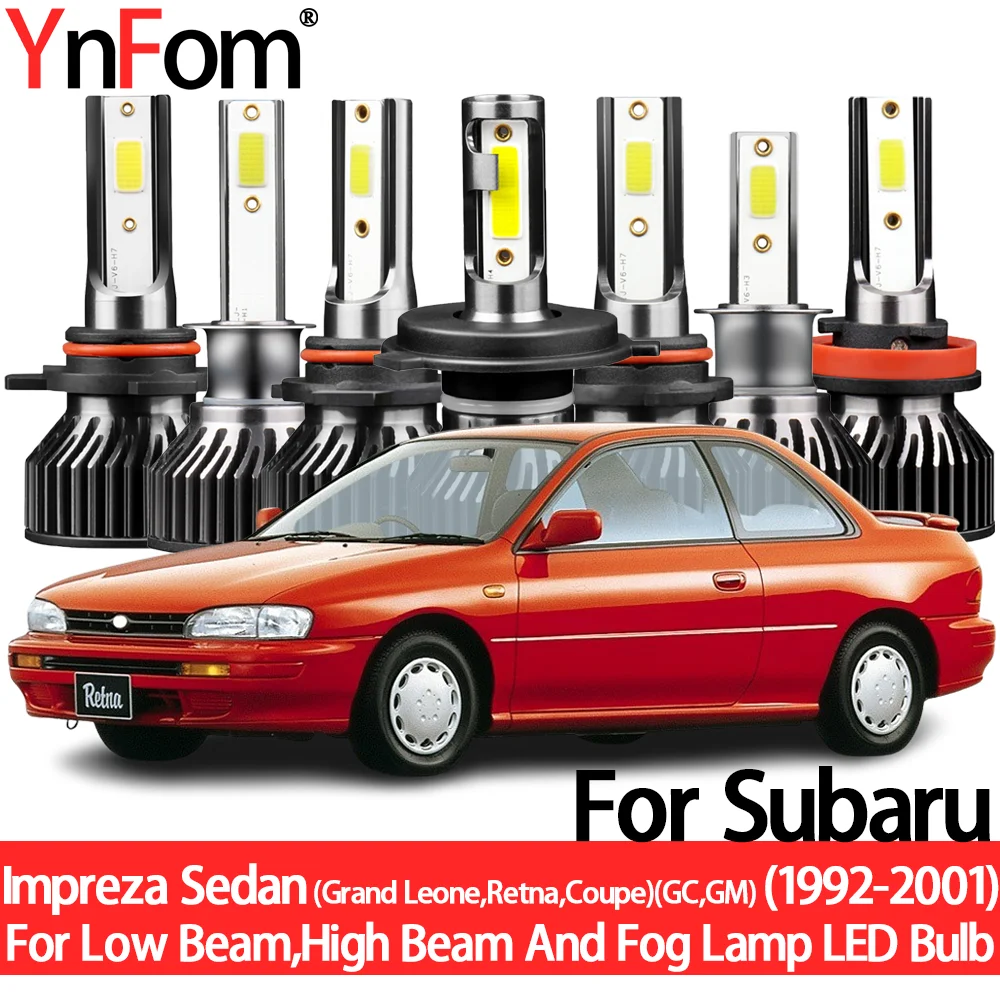 YnFom For Subaru Impreza Sedan (Grand Leone,Retna,Coupe) (GC,GM)92-01 Special LED Headlight Bulbs Kit For Low/High Beam,Fog Lamp