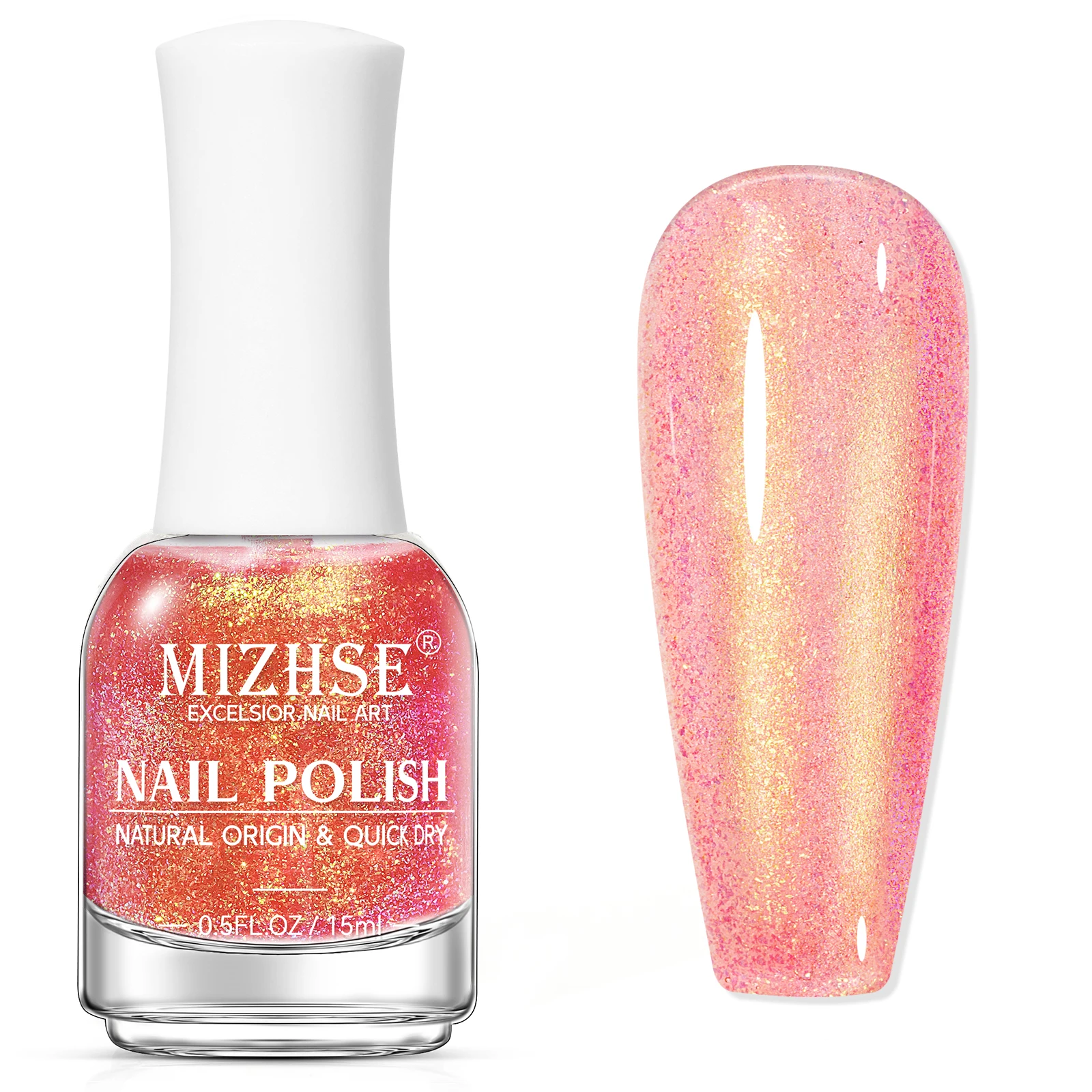 MIZHSE 15 ML Holographic Neon Polish Without UV Lamp Soak Off Laser Glitter Effect Quick Dry Semis Permanent Nail Arts