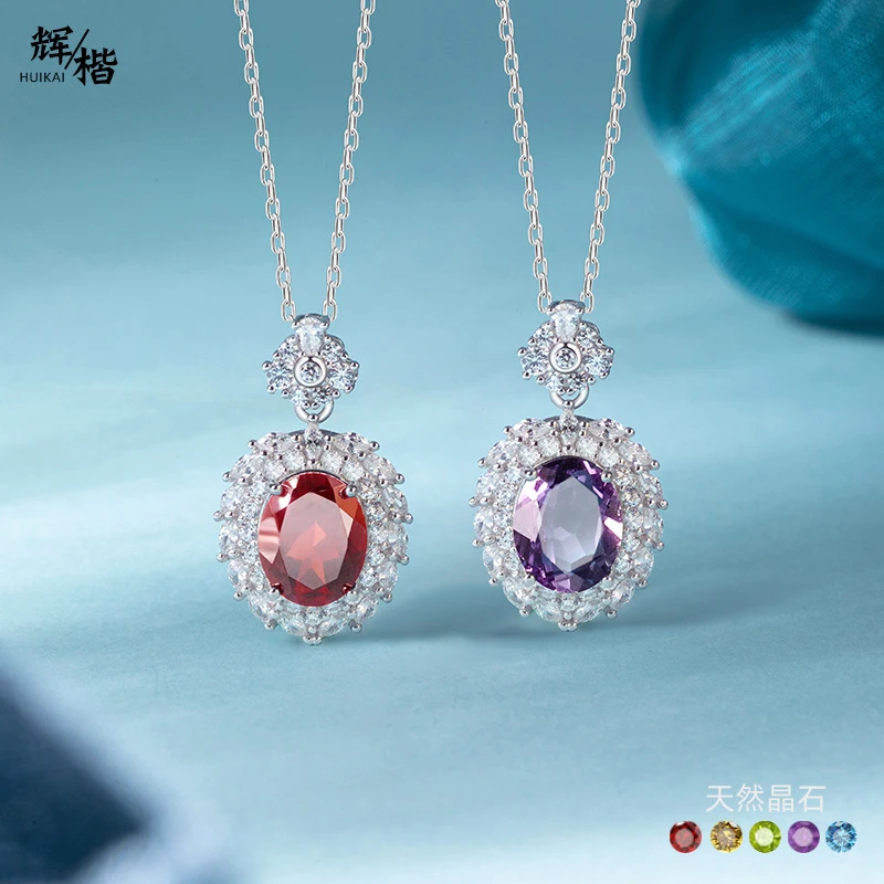 

New natural gemstone pendant s925 sterling silver necklace women with garnet stone