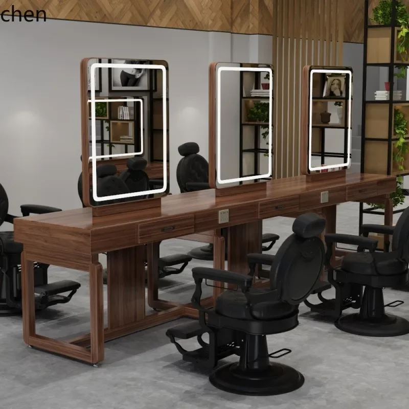 TQH6.24 barber shop studio makeup and hair cutting mirror single double-sided mirror table cabinet