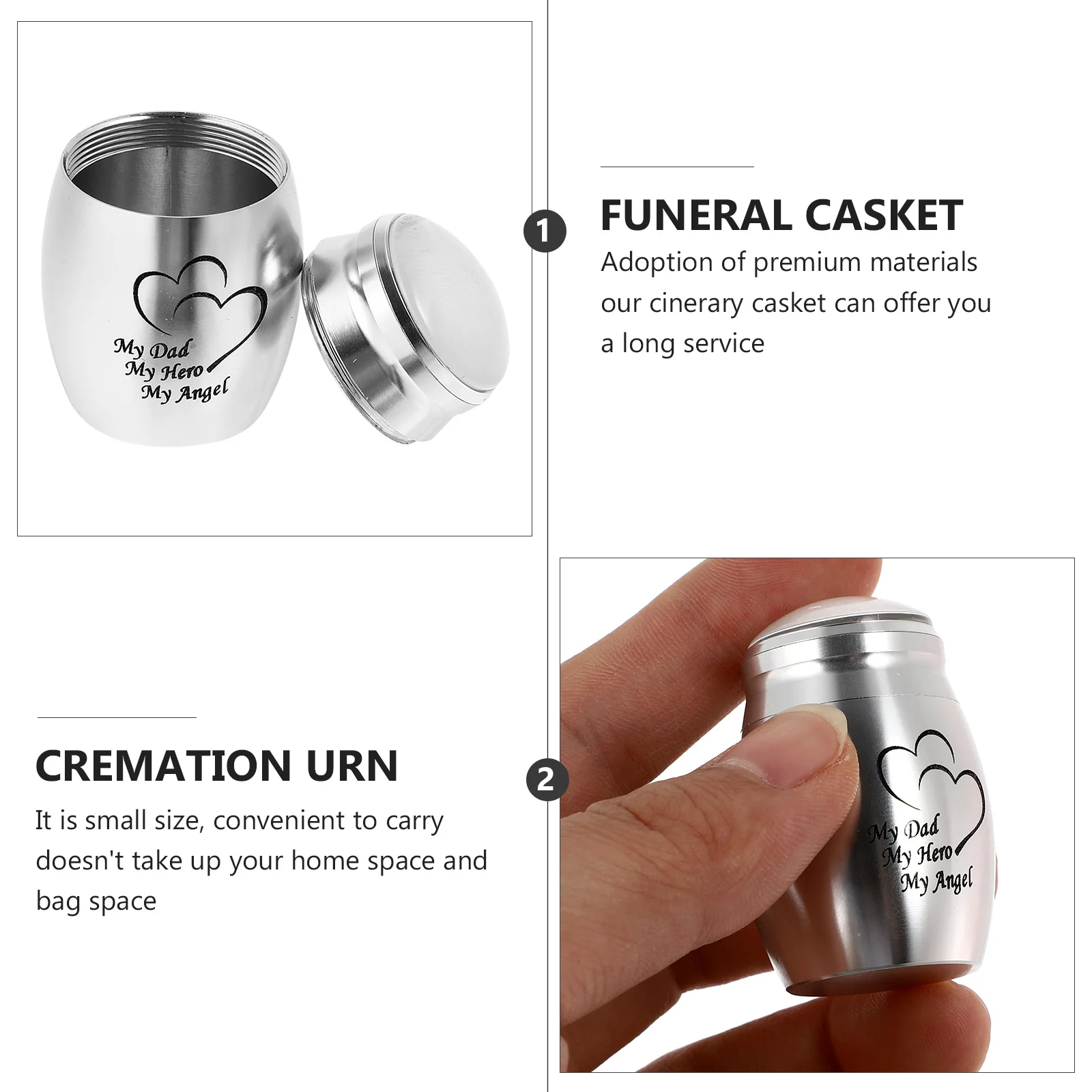 

1pc Small Portable Steel Family Ash Tank Cremation Urn Family Bone Ash Storage Container For Funeral Memorial Keepsake