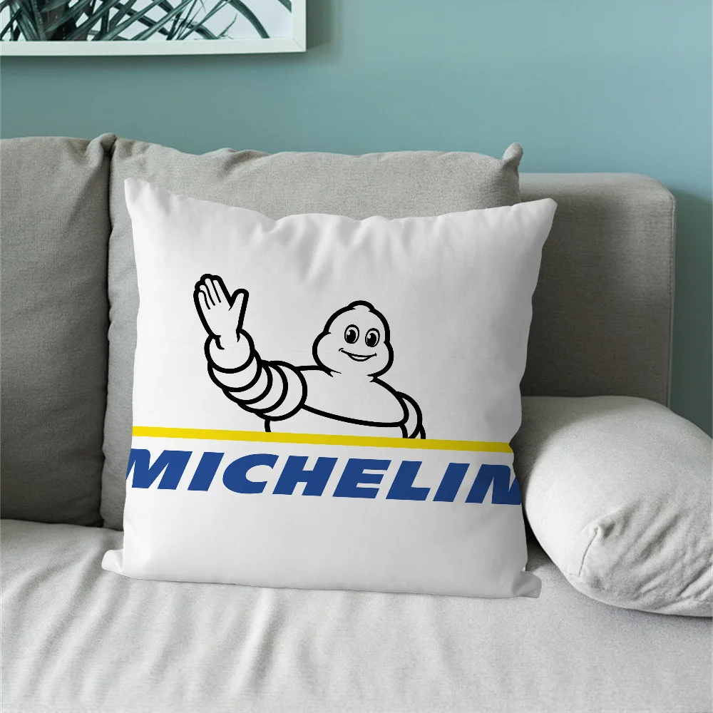 Cute Cartoon M-Michelin Pillow Case Living Room Sofa Cushion Cover Suitable For Home Bedroom Room Decoration